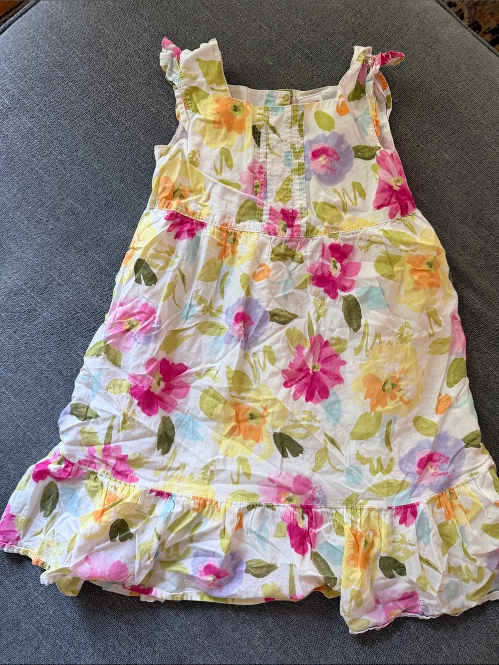 Gymboree White Sundress with Pink, Yellow & Green Floral Print